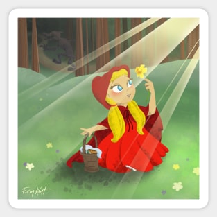 Little Red Riding Hood Stops For Flowers! Sticker